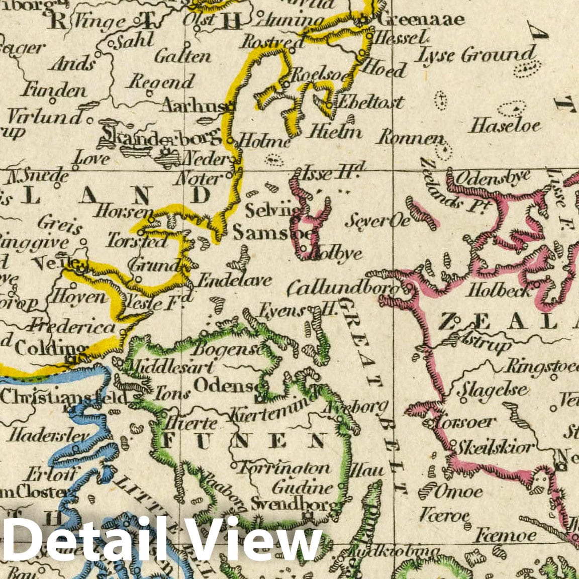 Denmark, 1830 - Historical Map Print from Fenner's Pocket Atlas