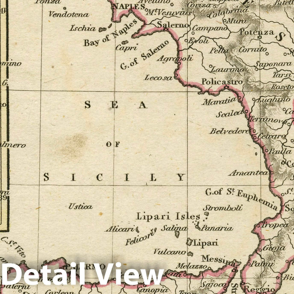 Historic Map : Southern Italy, 1830 Atlas - Vintage Wall Art