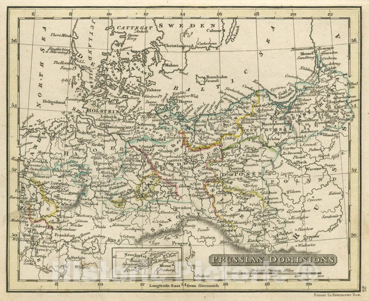 Historic Map : Prussian Dominions, 1830 Atlas - Vintage Wall Art