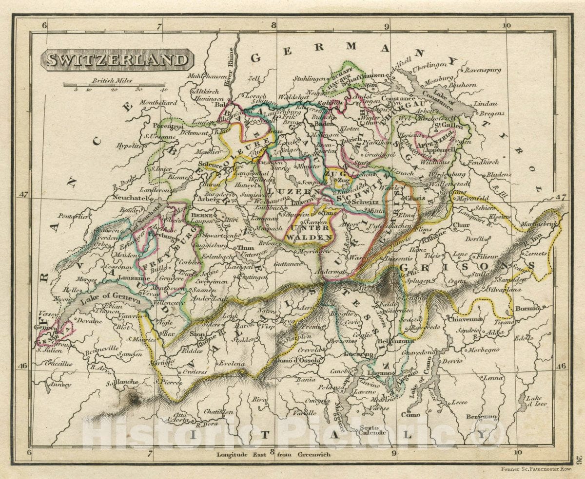 Historic Map : Switzerland, 1830 Atlas - Vintage Wall Art