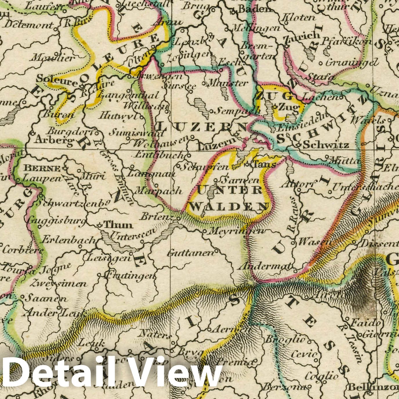 Switzerland, 1830 - Historical Map Print from Fenner's Pocket Atlas
