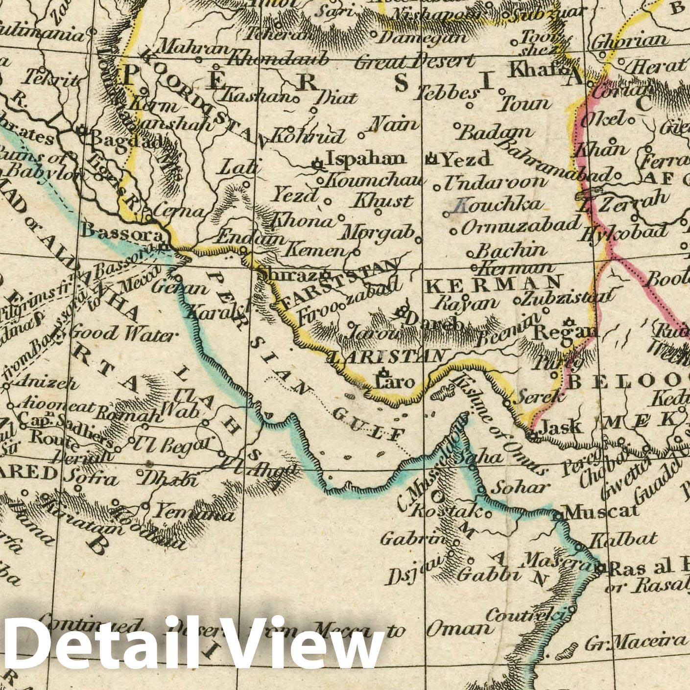Persia and Arabia, 1830 - Historical Map Print from Fenner's Pocket Atlas