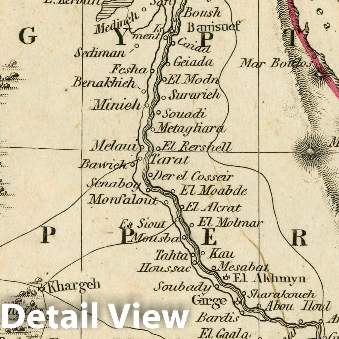 Egypt, 1830 - Historical Map Print from Fenner's Pocket Atlas