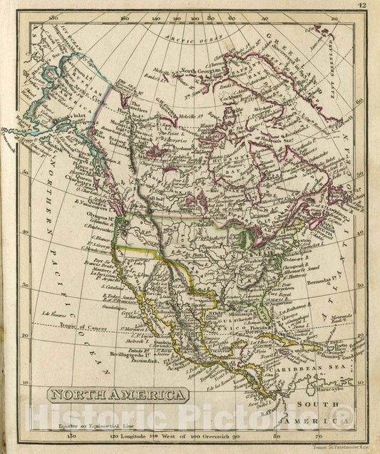 Historic Map : North America, 1830 Atlas - Vintage Wall Art