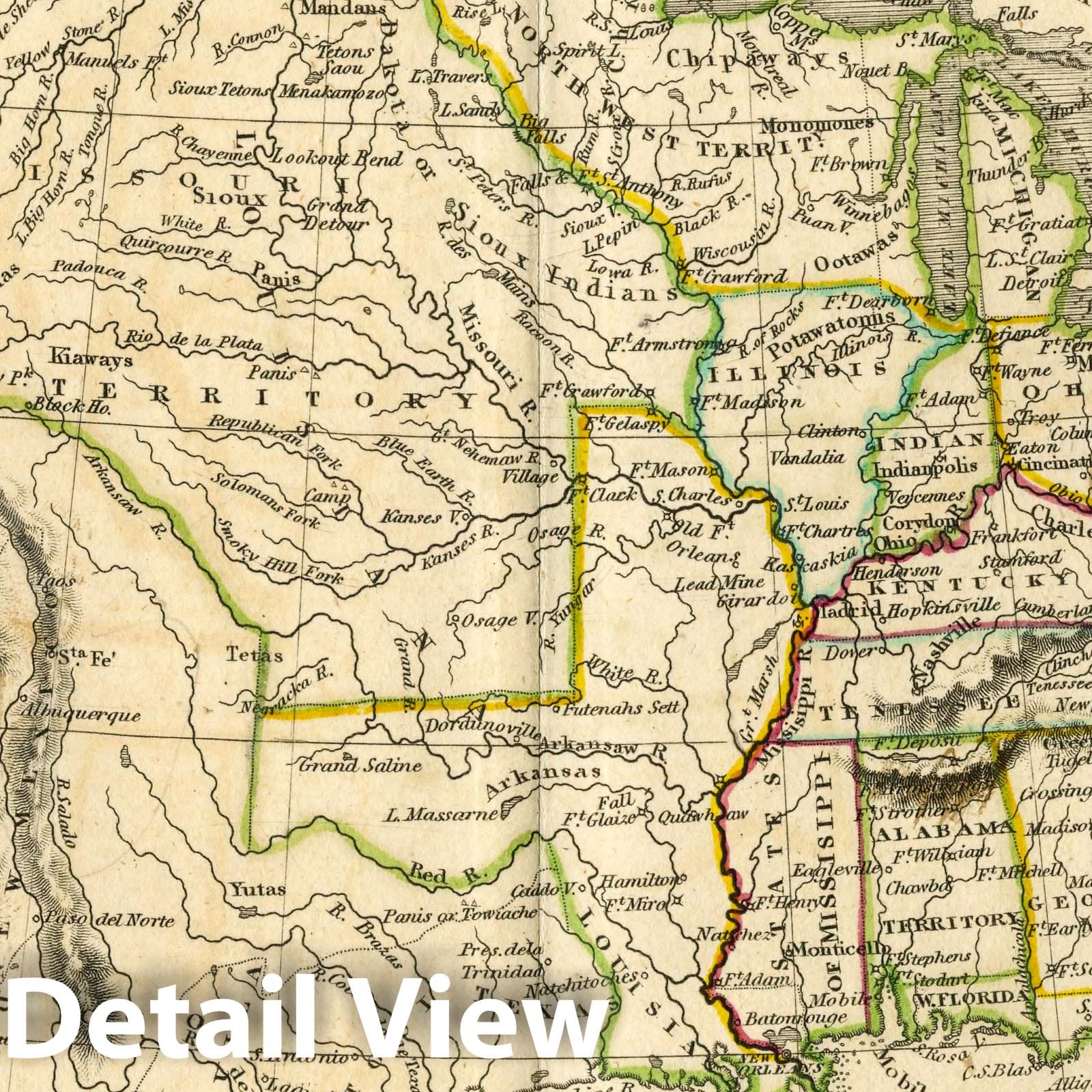United States, 1830 - Historical Map Print from Fenner's Pocket Atlas