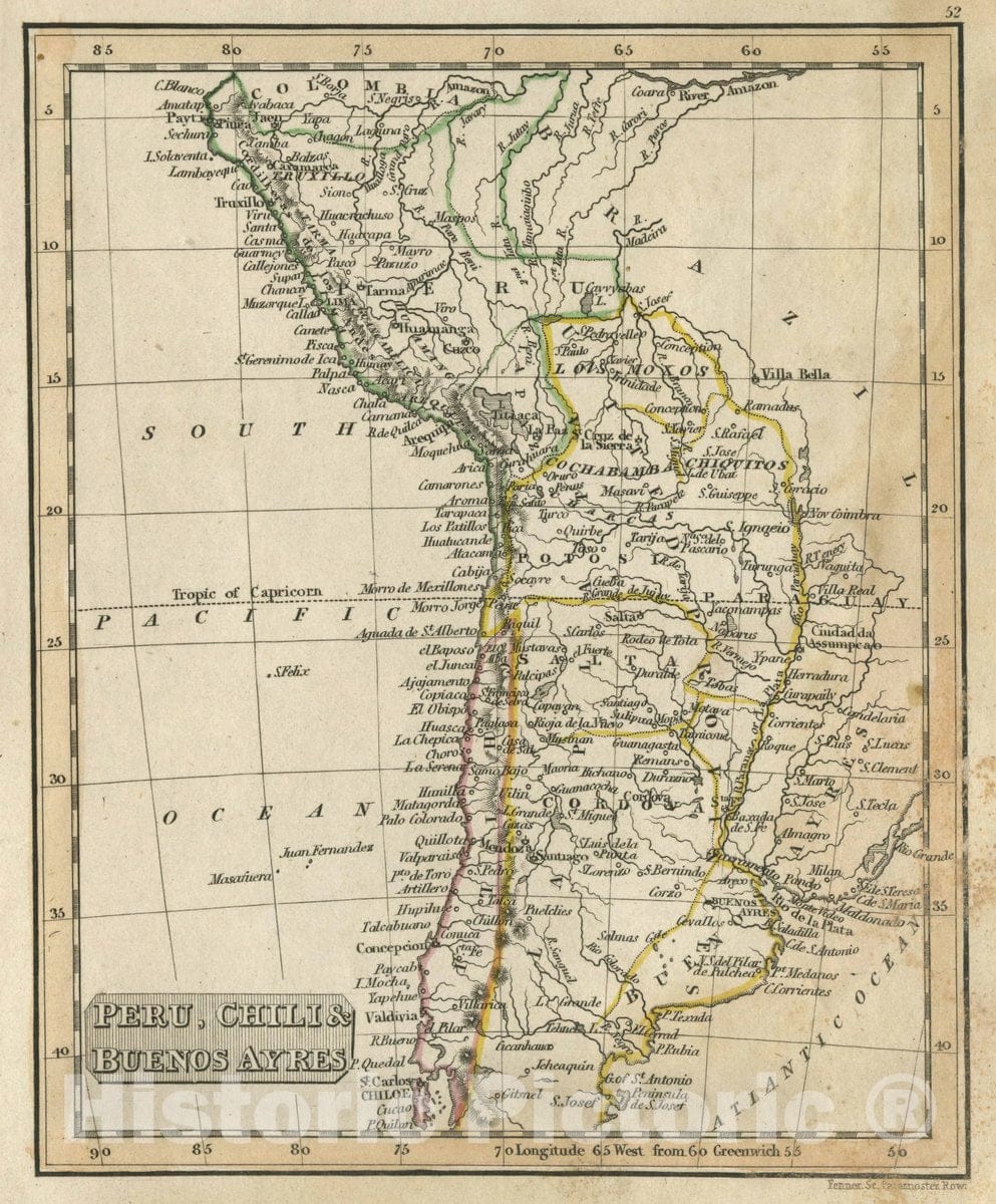 Historic Map : Peru, Peru, Chili & Buenos Ayres, 1830 Atlas , Vintage Wall Art