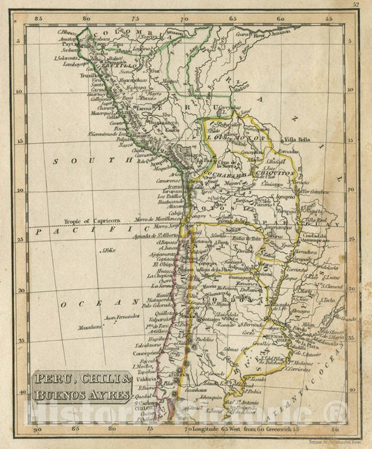 Historic Map : Peru, Peru, Chili & Buenos Ayres, 1830 Atlas , Vintage Wall Art