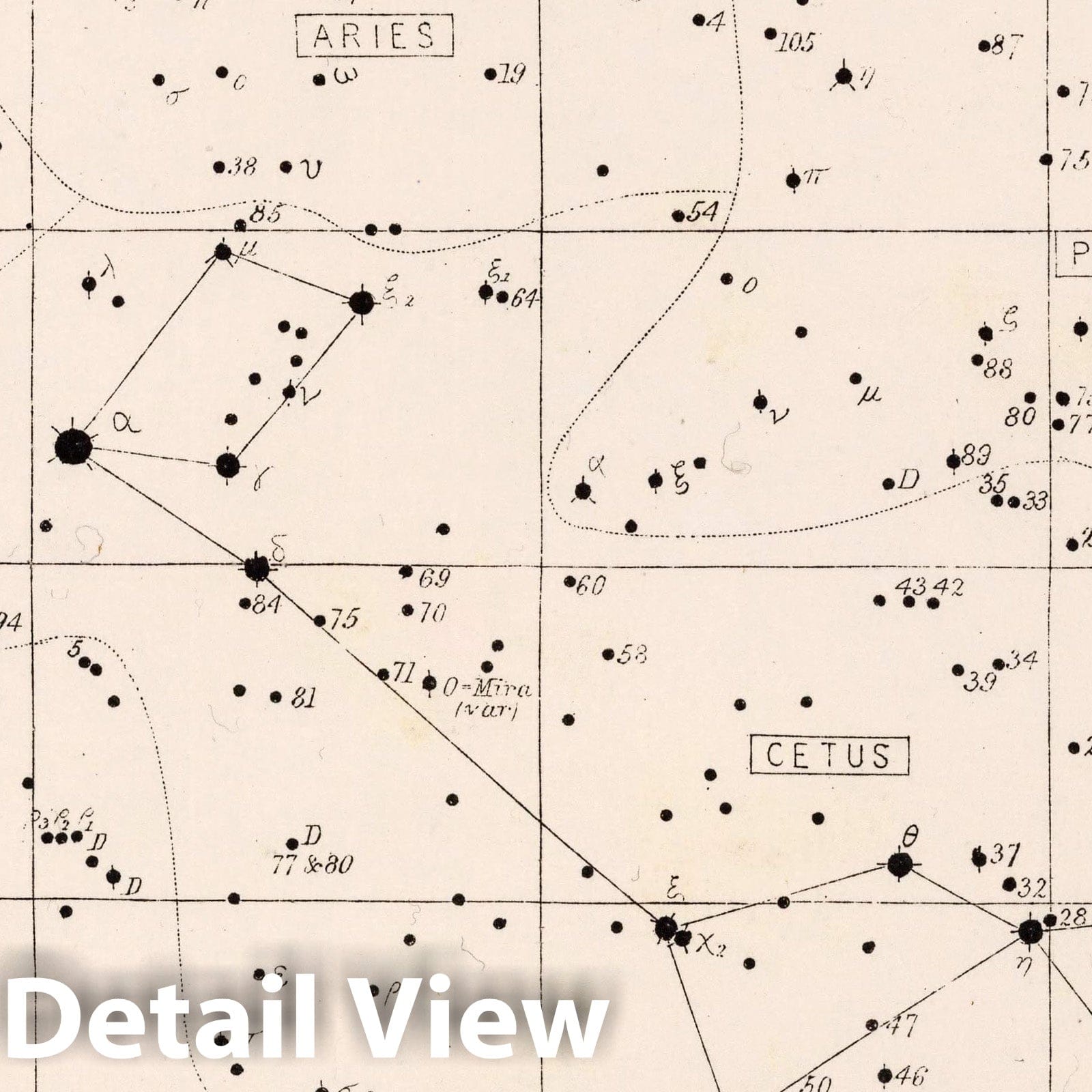 Star Map - Plate No. 58 - Celestial Map, 1892 - Historical Print