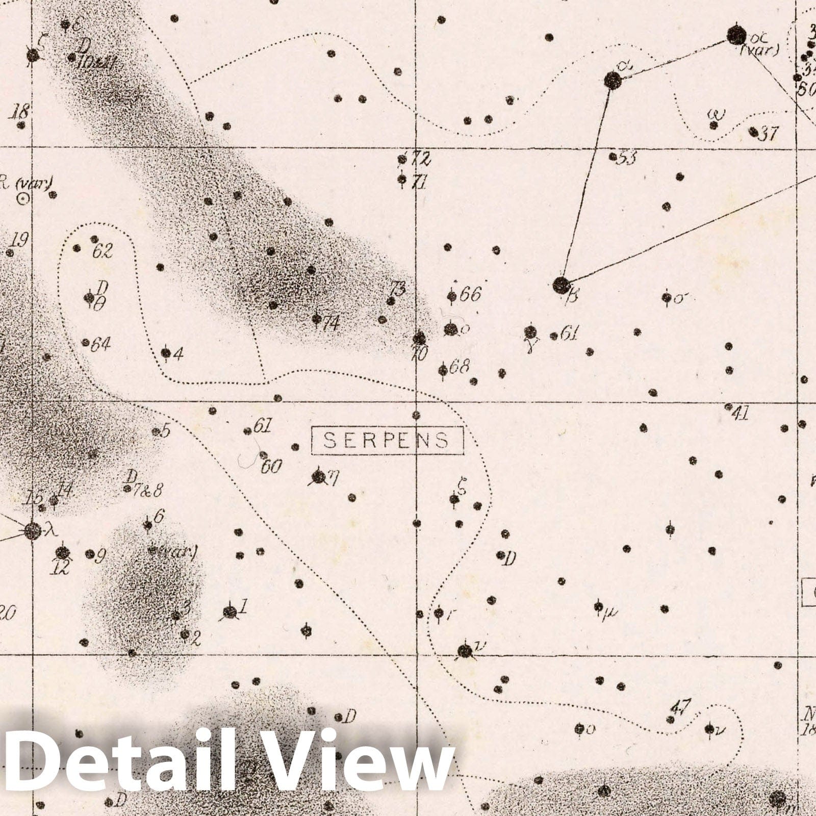 Star Map - Plate No. 62 - Celestial Chart, 1892