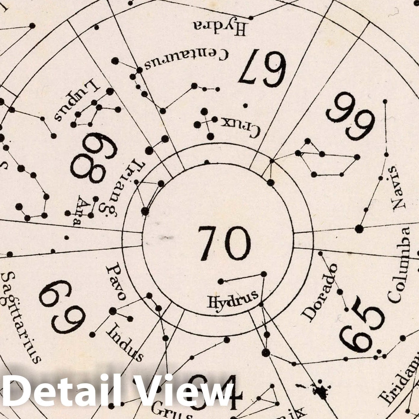 Southern Hemisphere Celestial Map, 1892 - Historical Astronomy Print