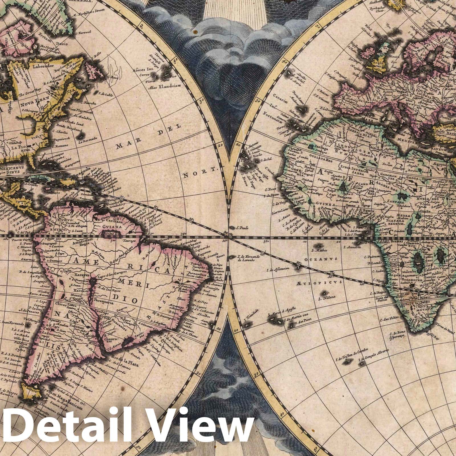 World - Nautical Chart, 1667 - Pieter Goos Historical Map Print