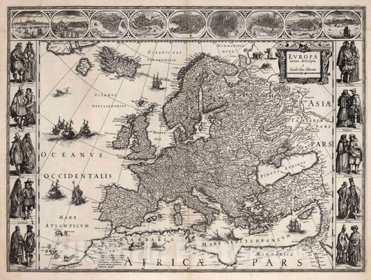 Historic Map : Europa recens descripta, 1630 Atlas - Vintage Wall Art