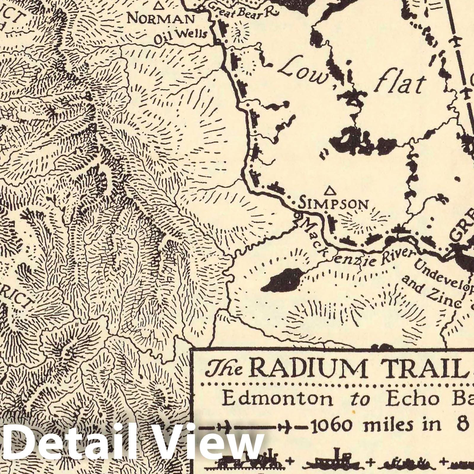 Edmonton to Echo Bay, Northwestern Territories - Railroad Map, 1934