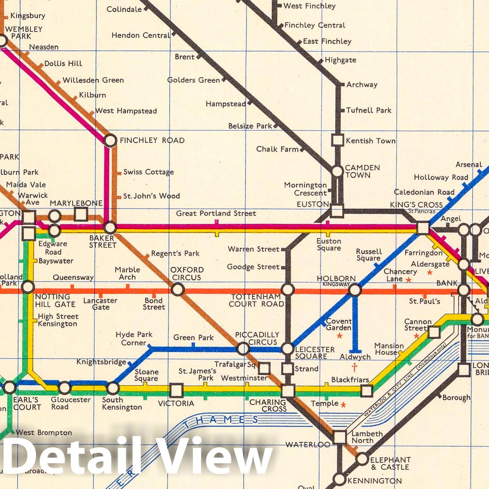 London Underground - Transit Map, 1962 - Historical Map Print