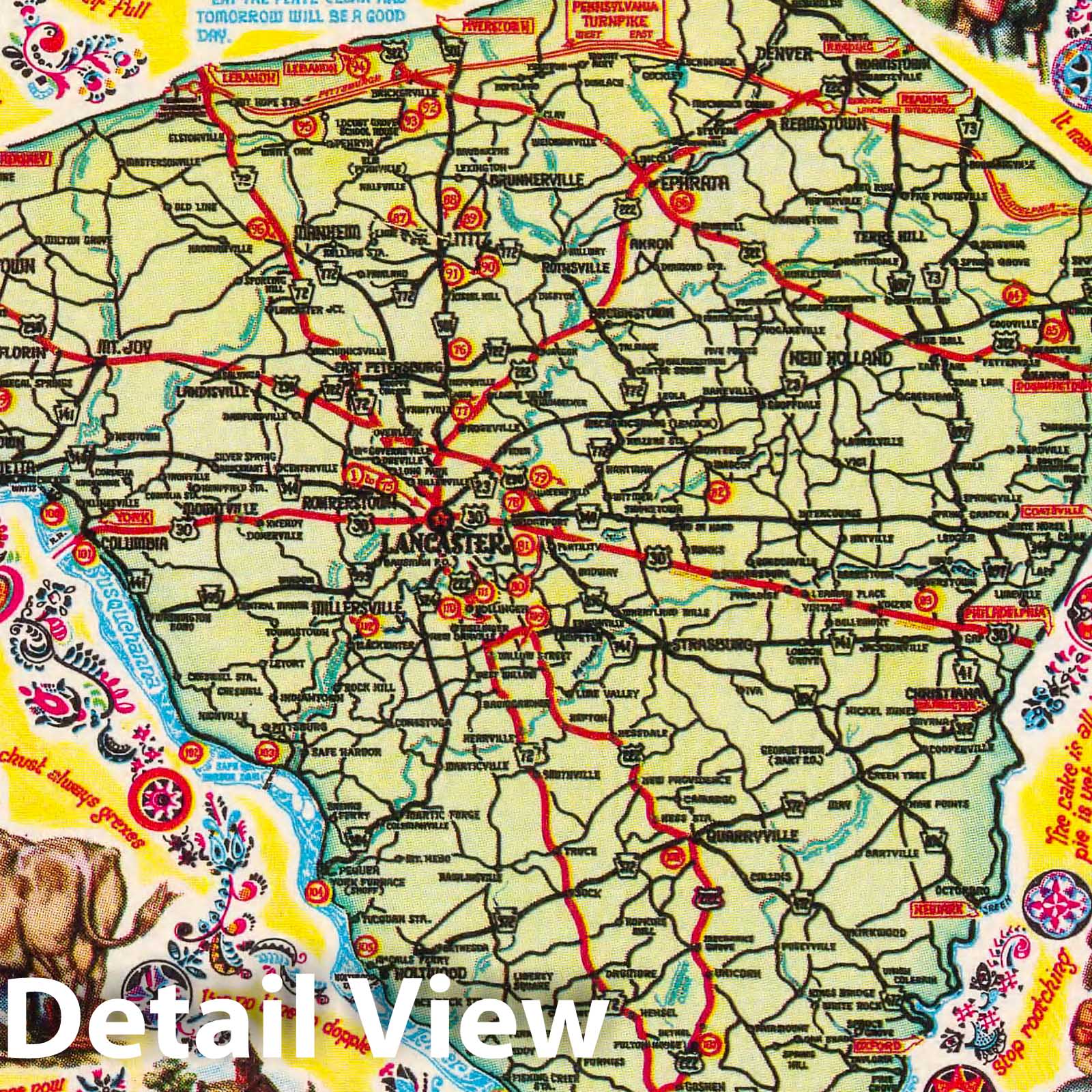 Lancaster County, Pennsylvania - Pictorial Map, 1955
