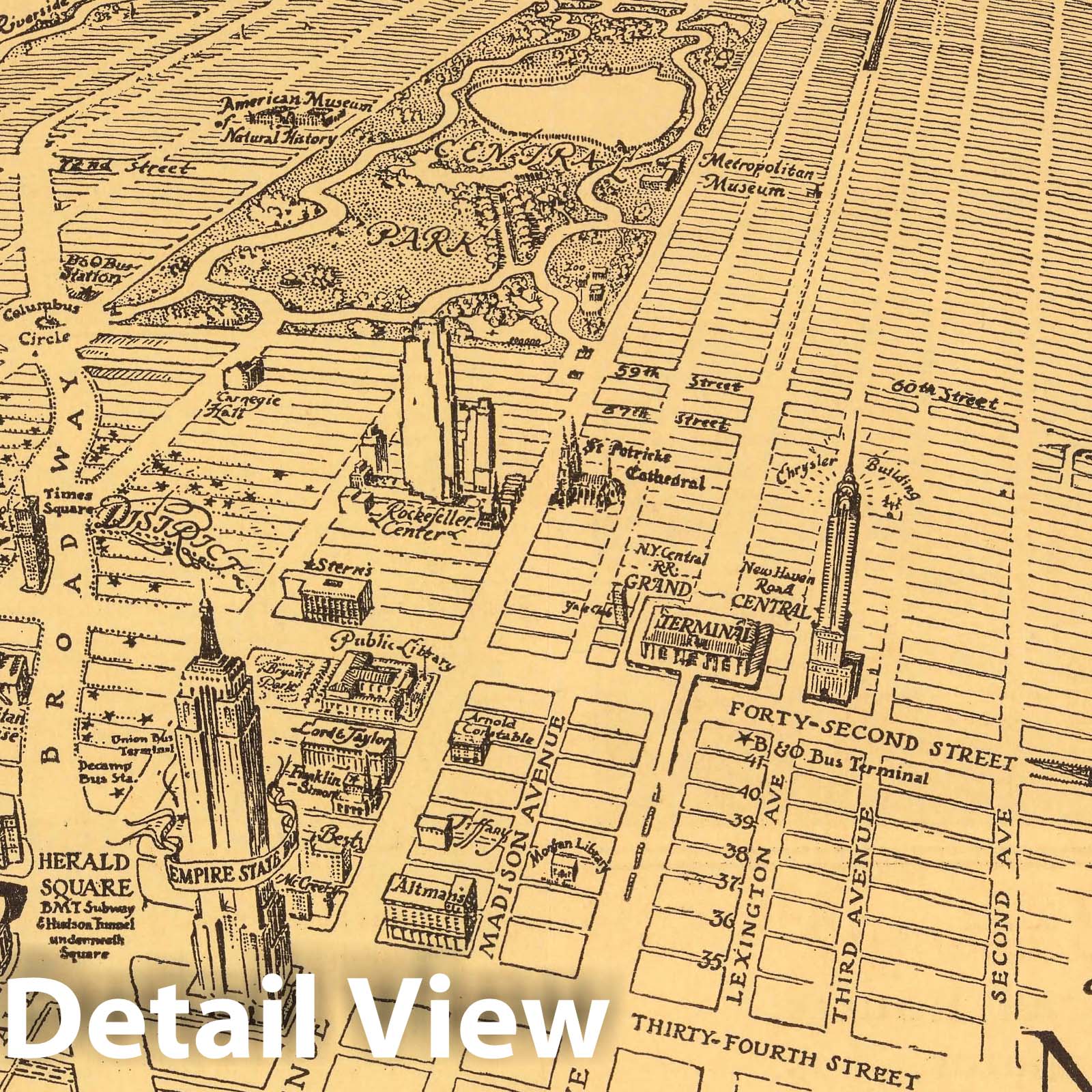 New York City - Pictorial Map, 1931 - Historical Map Print
