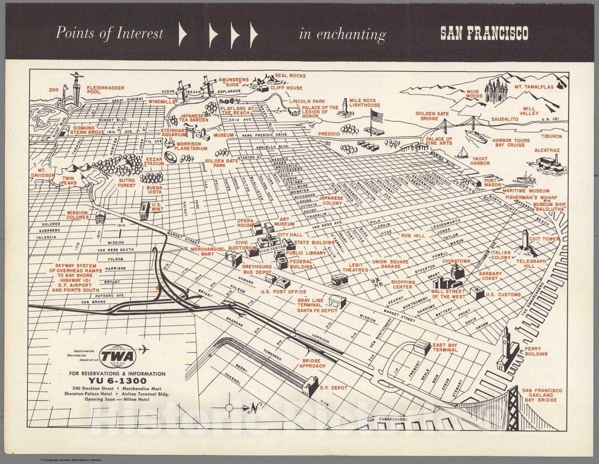 San Francisco, California - Pictorial Map, 1965