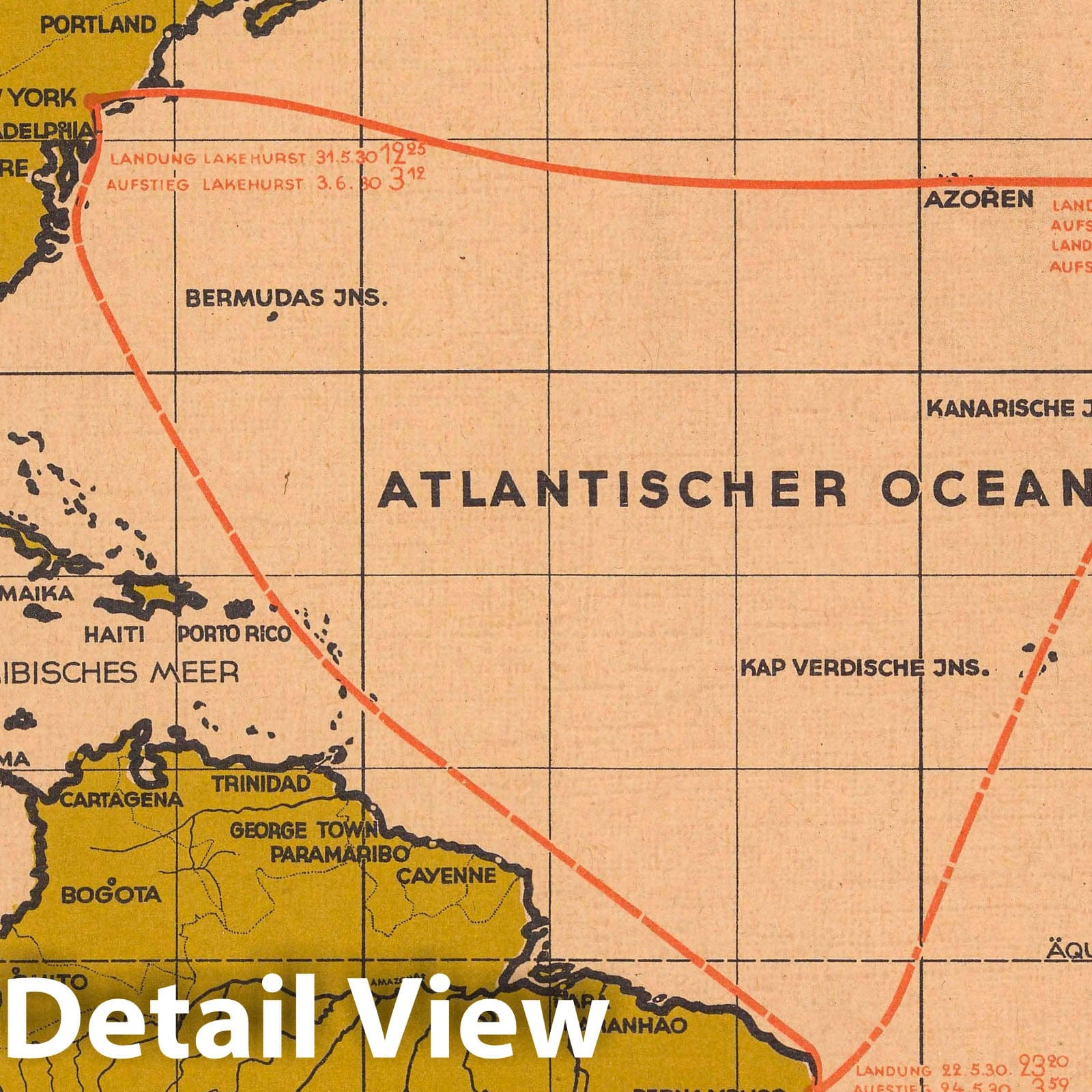 Graf Zeppelin - World Airline Routes, 1930 - Historical Map Print