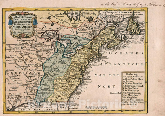 Historic Map : Vol 1:10- Charte von dem Engellaendischen, 1740 Atlas - Vintage Wall Art