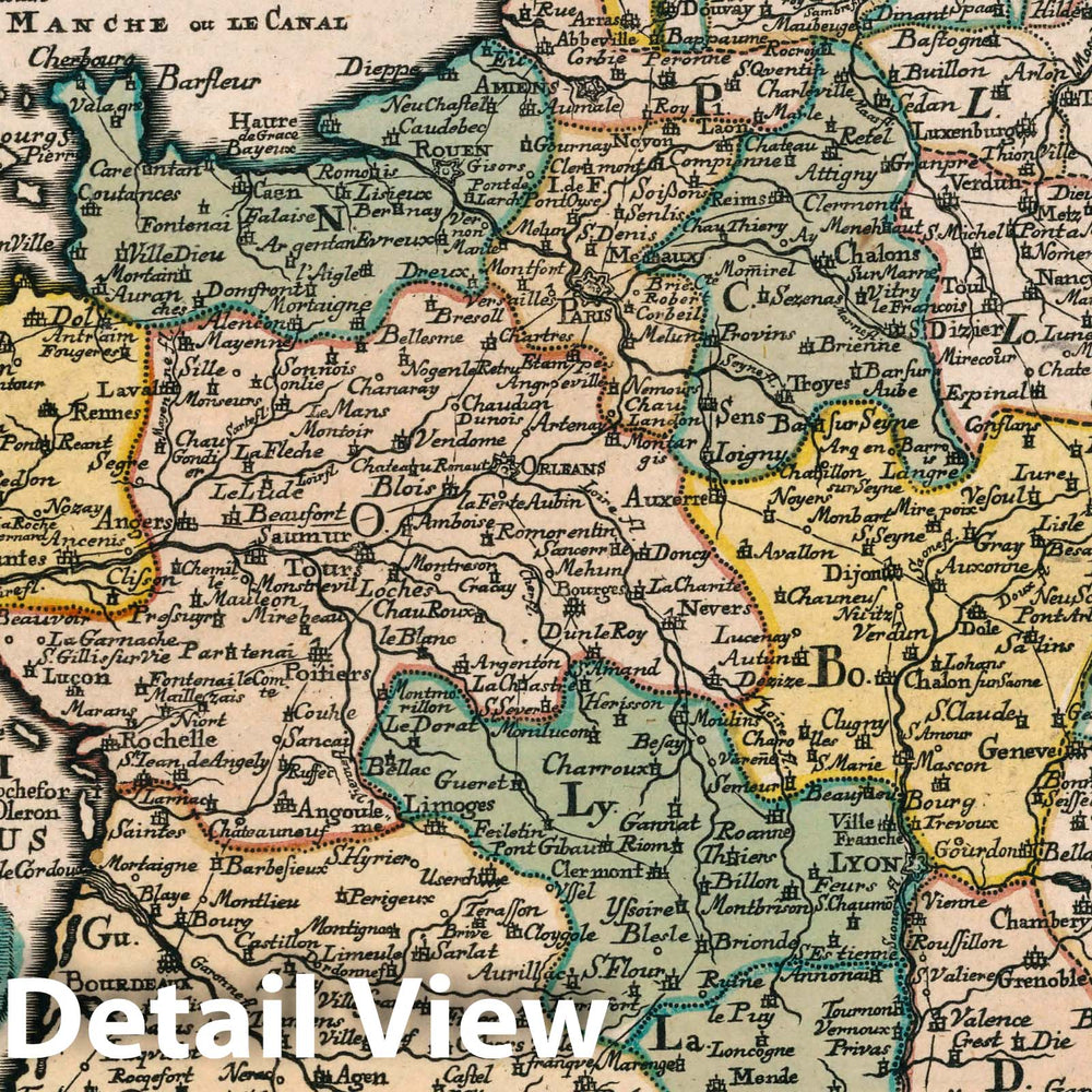 Historic Map : France, Vol 1:14- Reise Charte durch Frankreich in Seine 12 Provintzien, 1740 Atlas , Vintage Wall Art