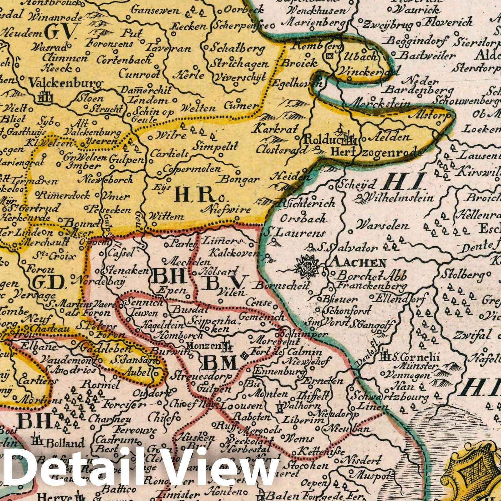 Duchy of Limburg, Belgium - Road Map, 1790 - Historical Map Print