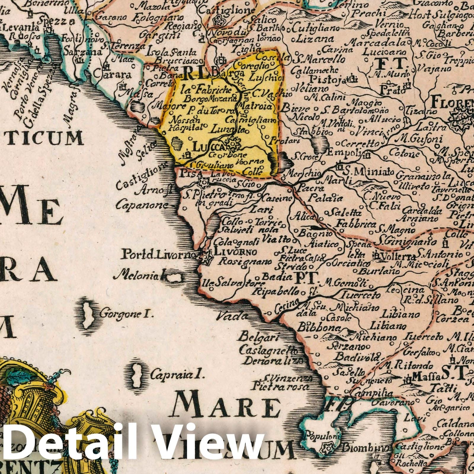 Grand Duchy of Florence and Republic of Lucca - Road Map, 1790 - Historical Map Print