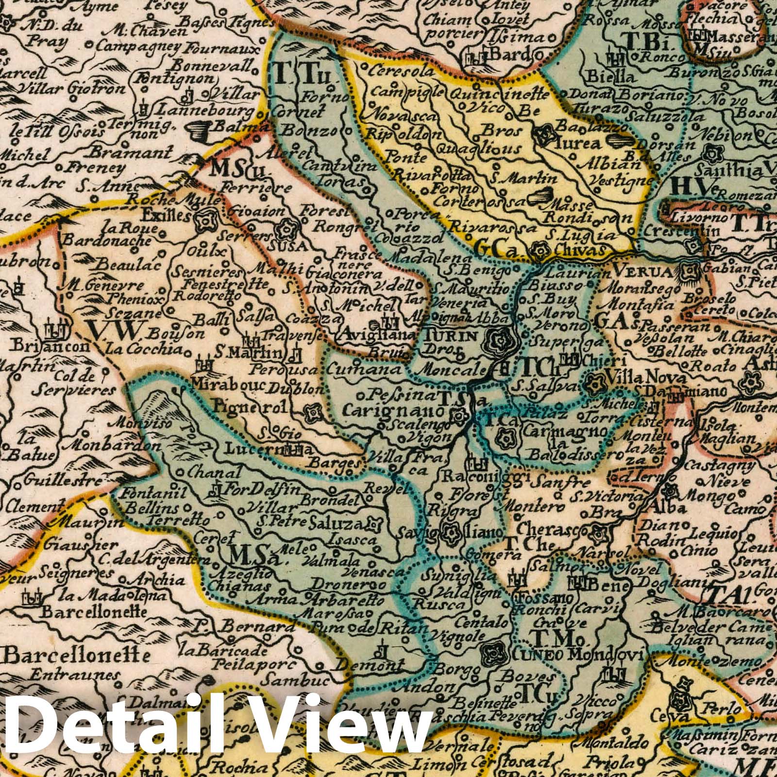 Piedmont and Montferrat, Italy - Road Map, 1790 - Historical Map Print
