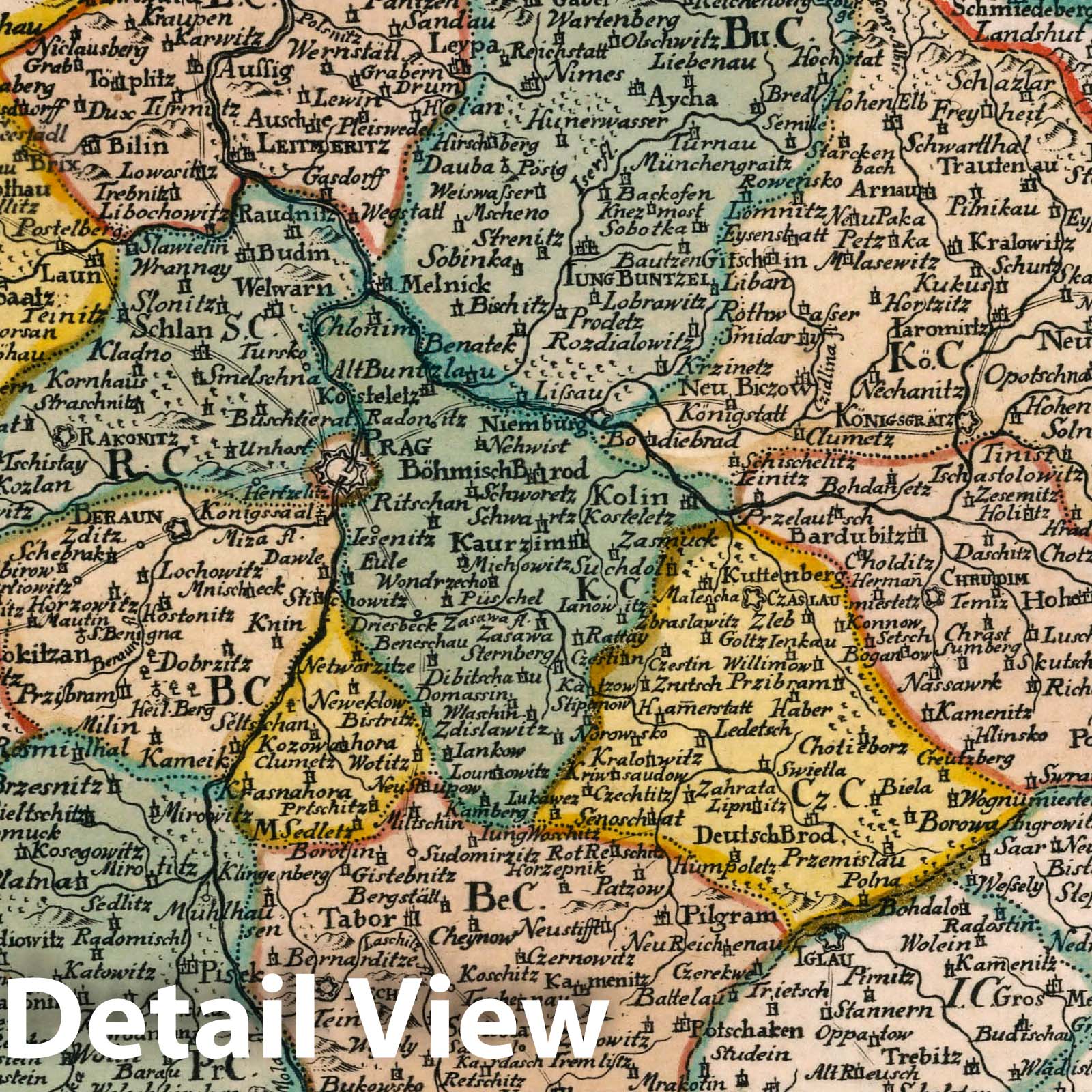 Bohemia, Czech Republic - Road Map, 1790 - Historical Map Print