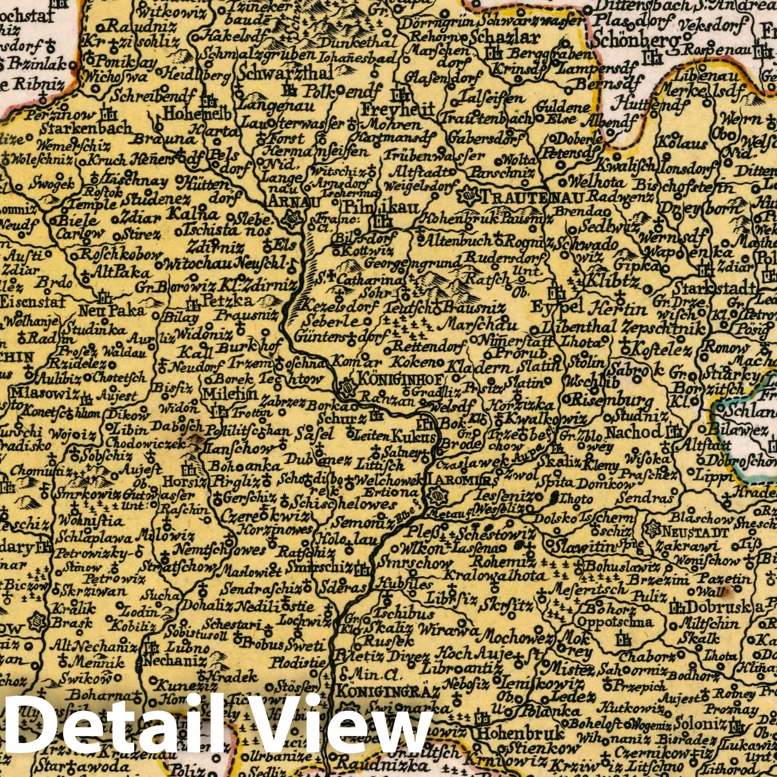 Konigin Gratz Circle Bohemia - Road Map, 1790 - Historical Map Print