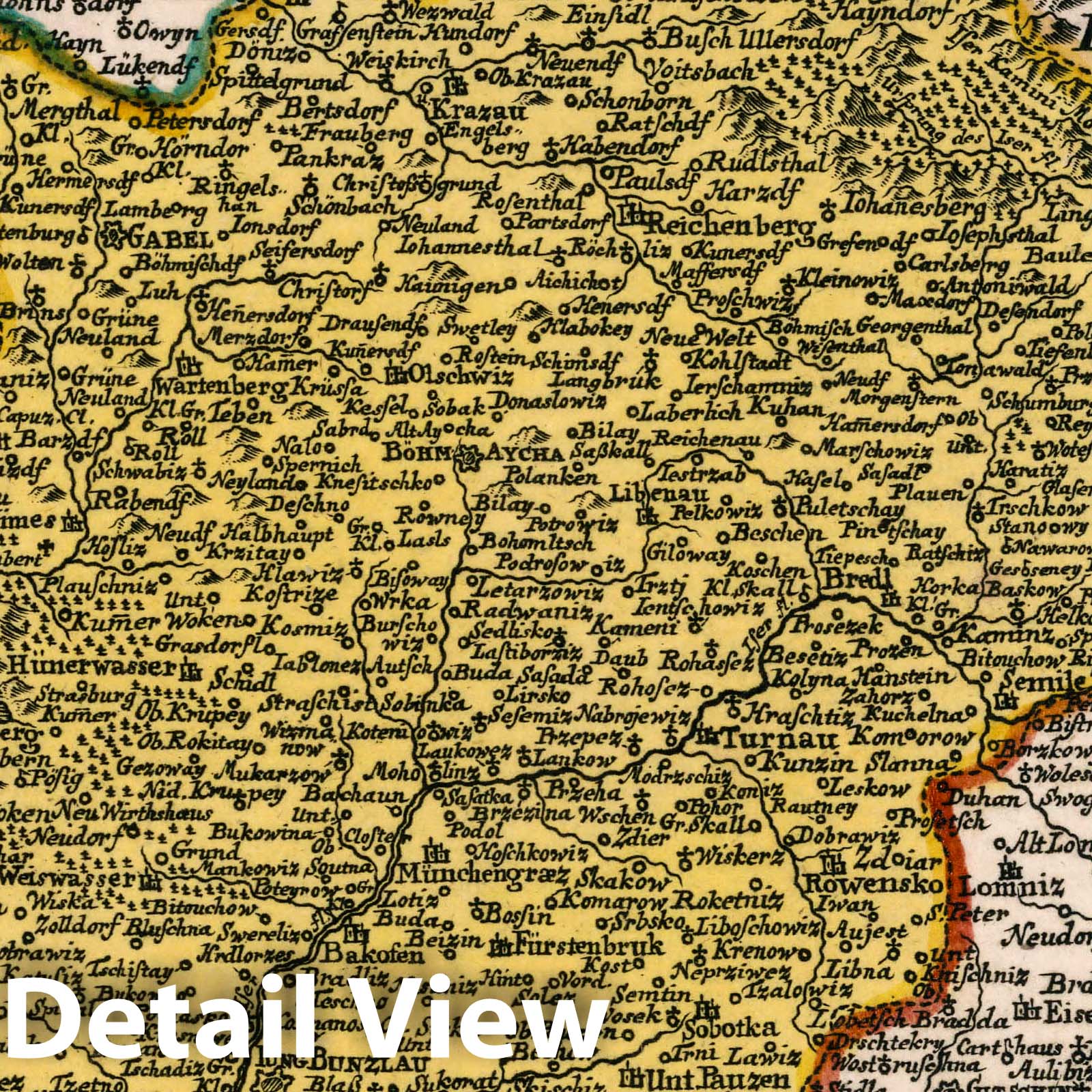 Bunzlau District, Bohemia - Road Map, 1790 - Historical Map Reproduction