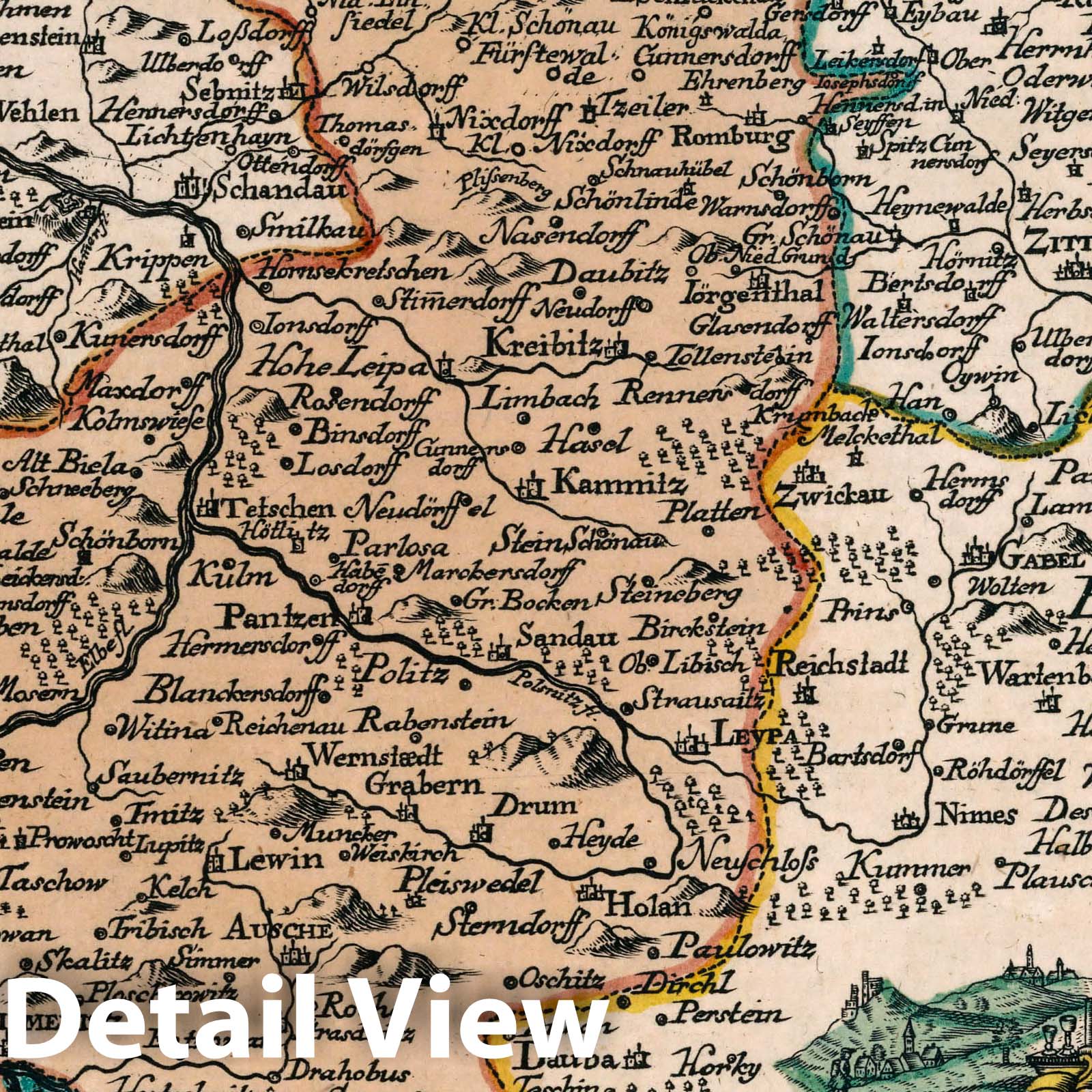 Litomerice District (Leutmeritzer Kreis), Bohemia - Road Map, 1790