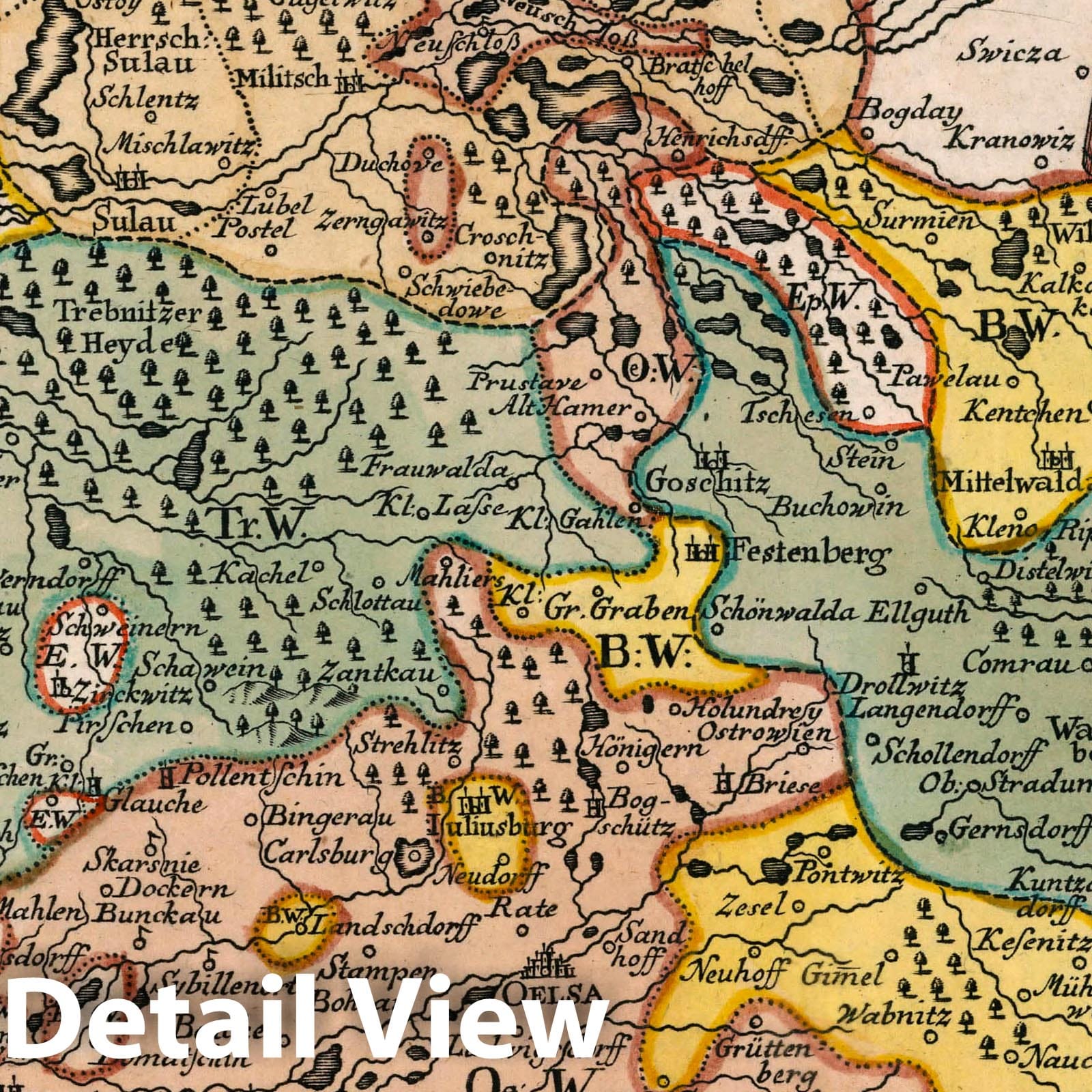 Oels, Saxony - Road Map, 1790 - Historical Map Print