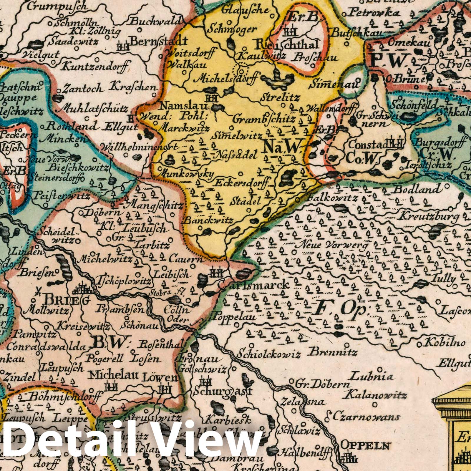 Brzeg Region, Poland - Road Map, 1790 - Historical Map Print