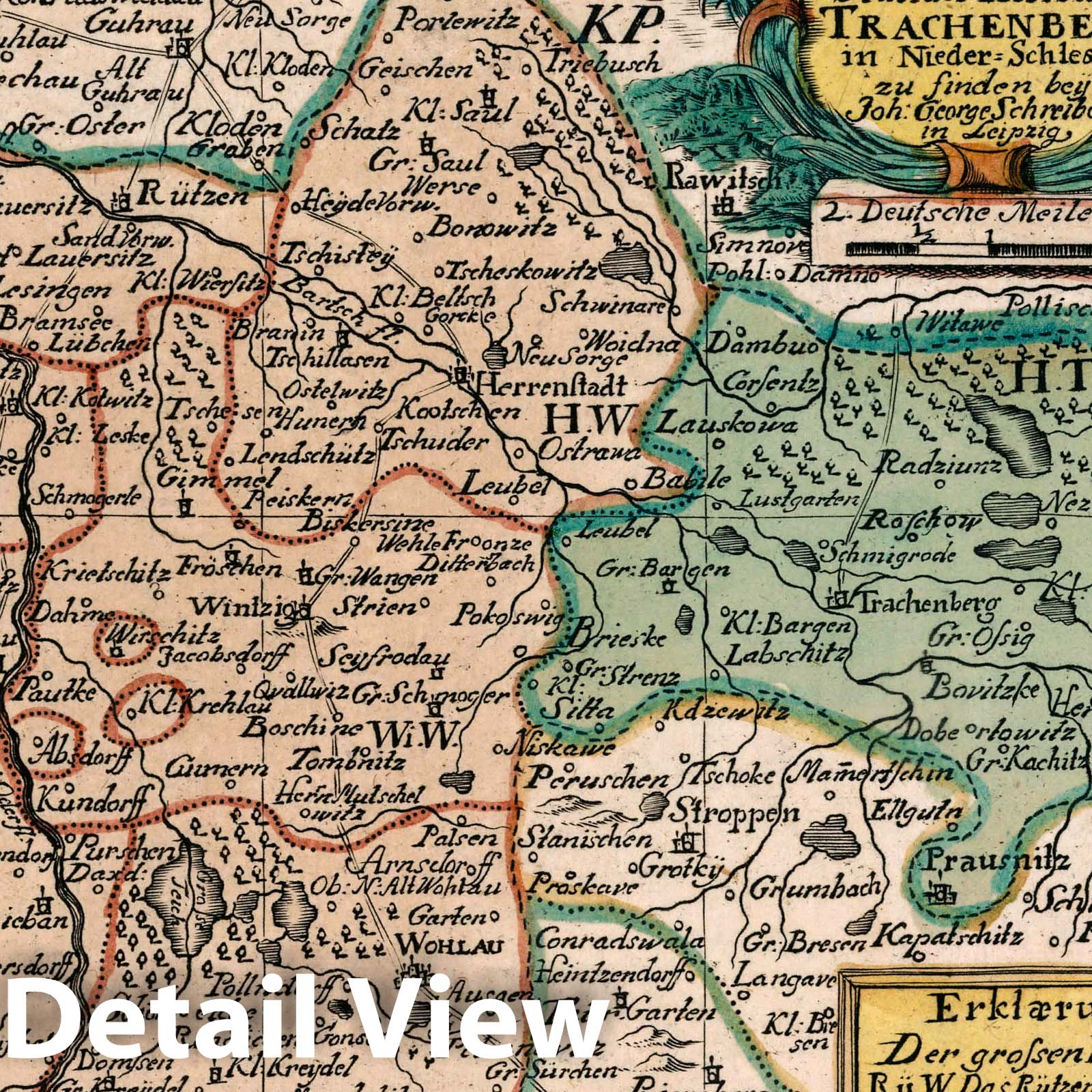 Principality of Wohlau and Trachenberg - Road Map, 1790 - Historical Map Print