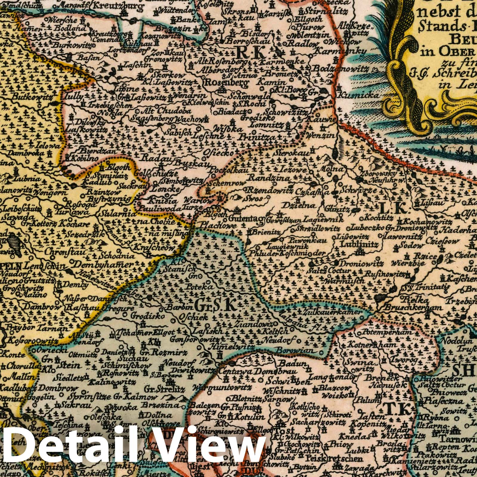 Oppeln and Beuthen, Upper Silesia - Road Map, 1790 - Historical Map Print