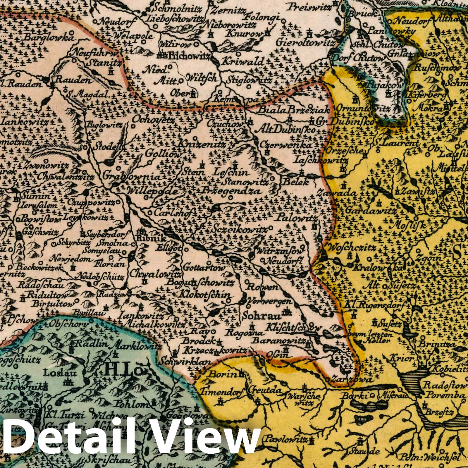 Ratibor, Upper Silesia - Road Map, 1790 - Historical Map Print