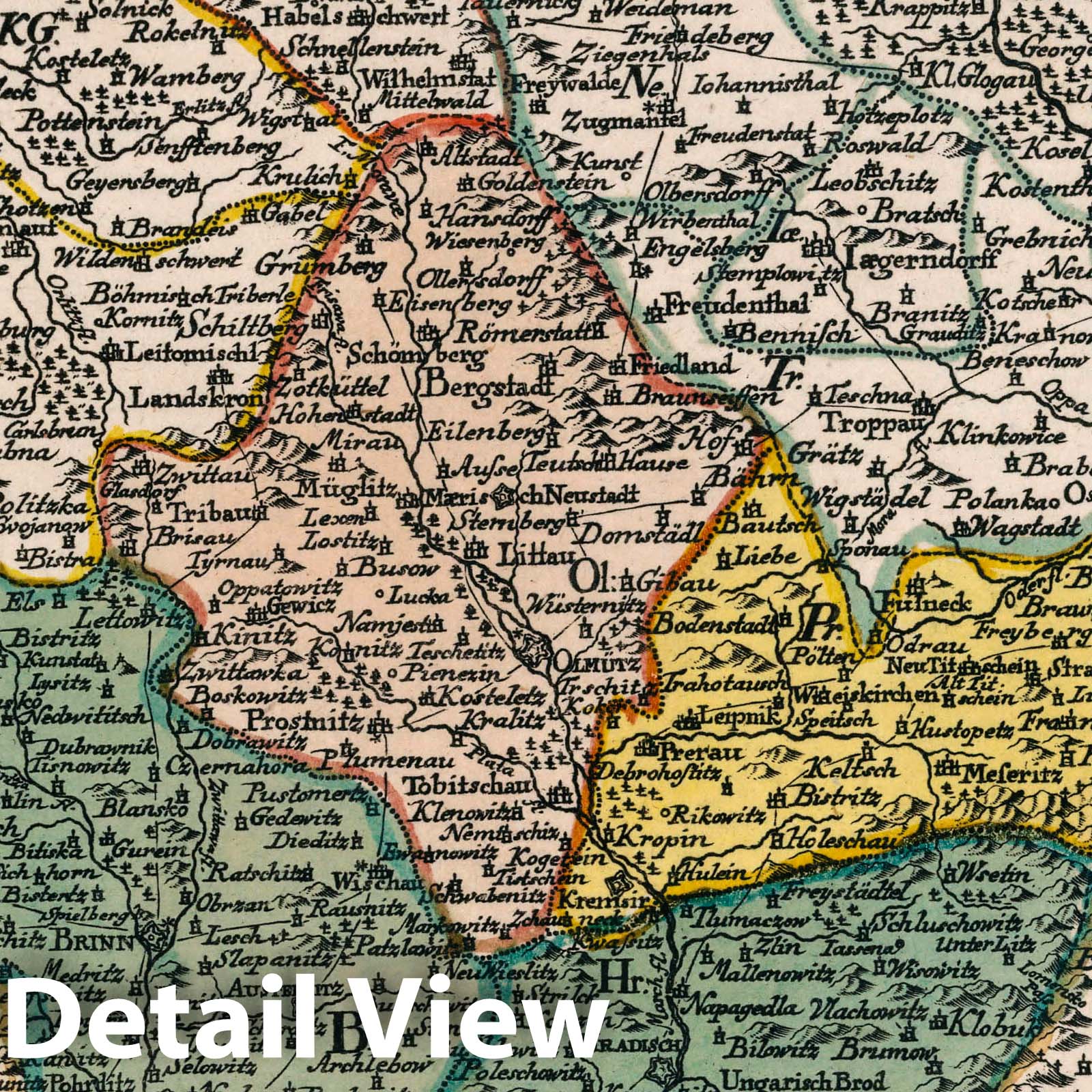 Moravia (Das Marggrafthum Maehren) - Road Map, 1790 - Historical Map Print