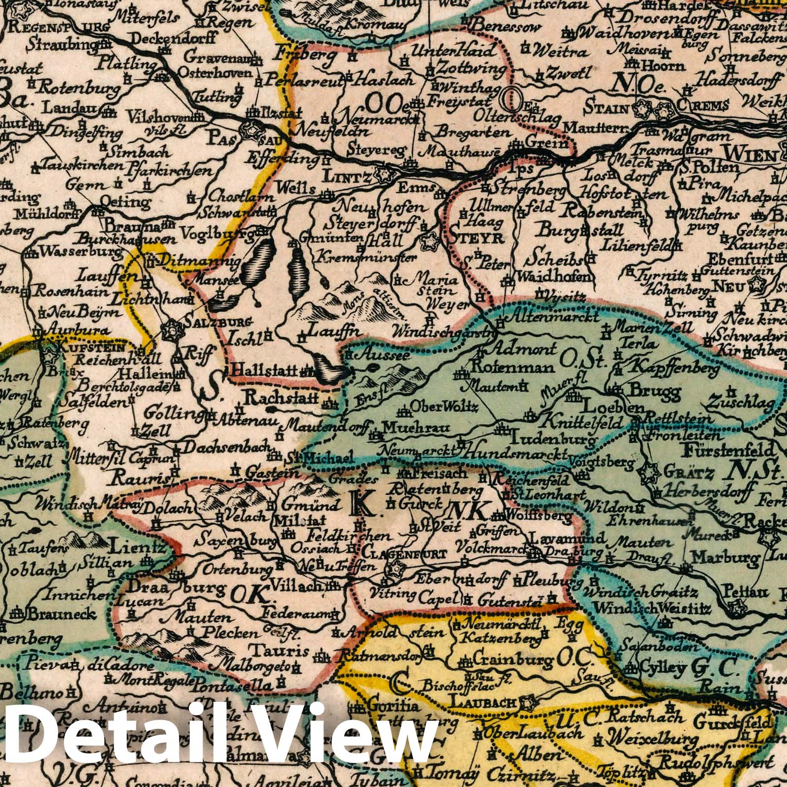 Historic Map : Austria, Vol 1:57- Reisecharte durch den Oesterreichischen Creis, 1740 Atlas , Vintage Wall Art