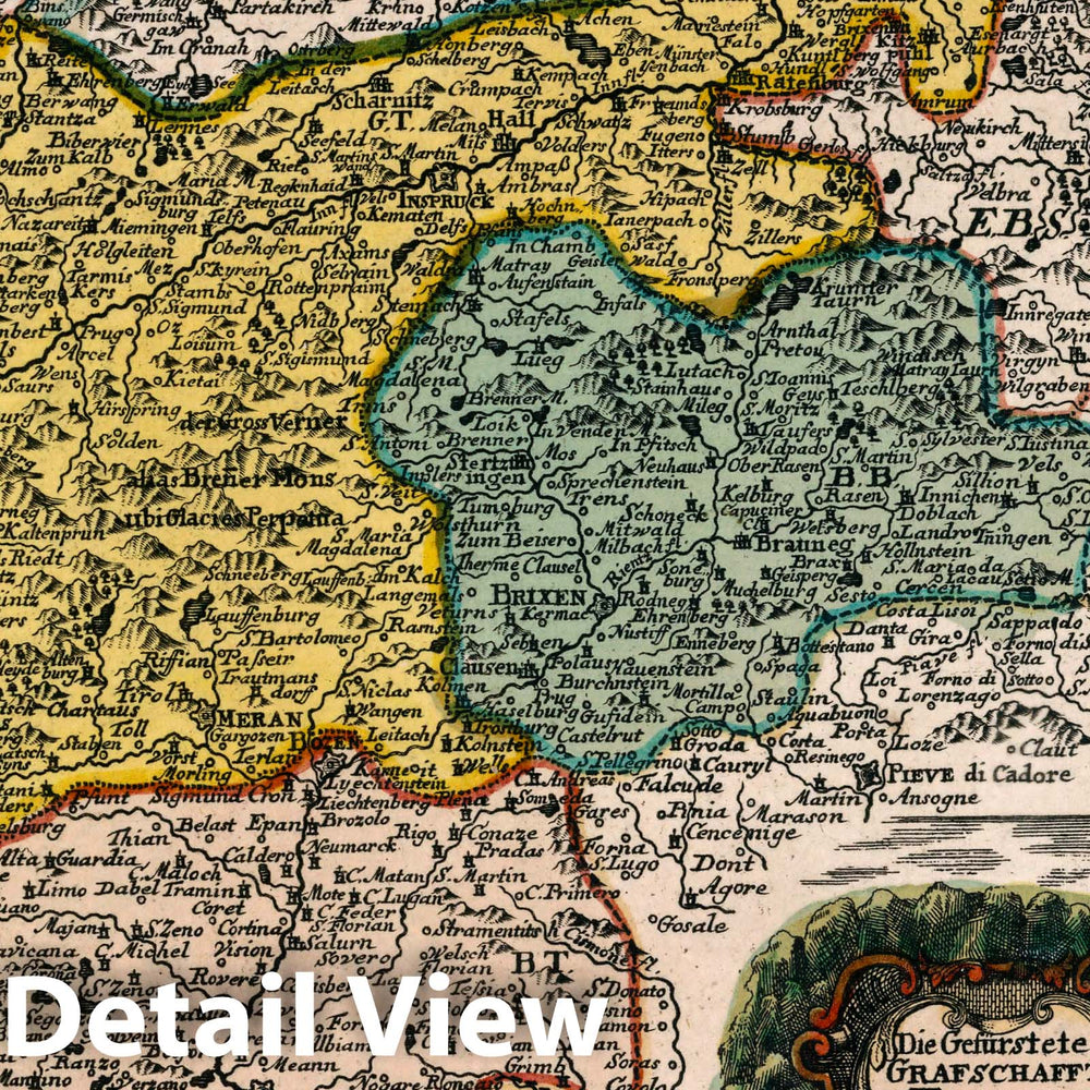 Historic Map : Austria, Vol 1:58- Die Gefurstete Grafschafft Tyrol, 1740 Atlas , Vintage Wall Art