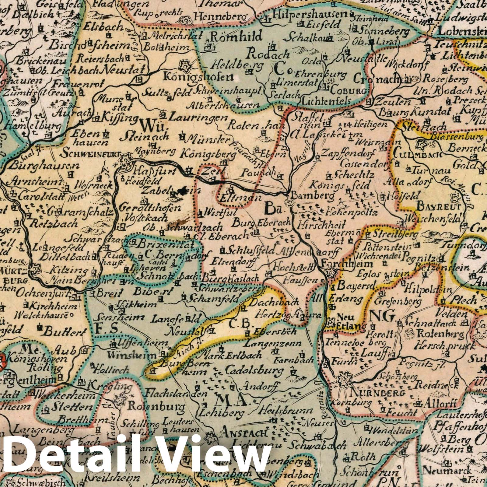Franconia Circle - Road Map, 1790 - Hand-Colored Historical Map Print