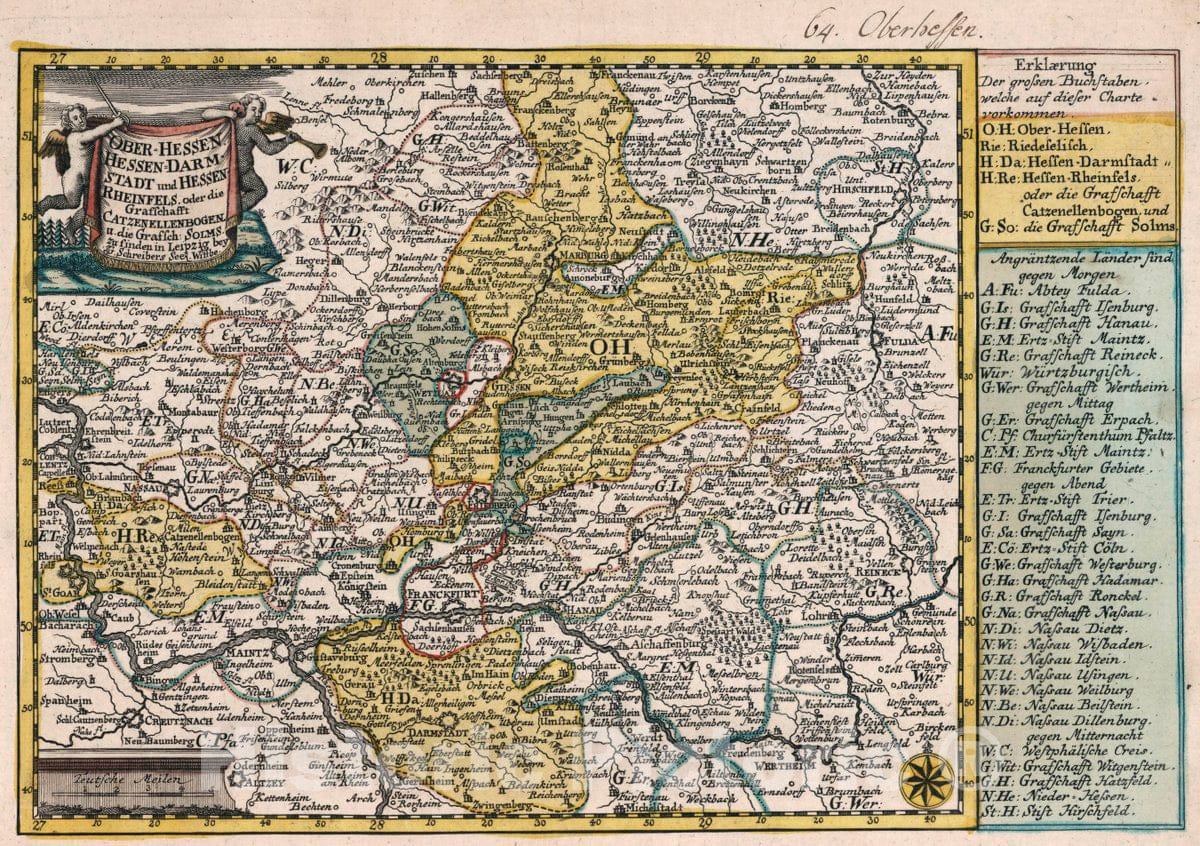 Upper Hesse - Road Map, 1790 - Historical Map Reproduction