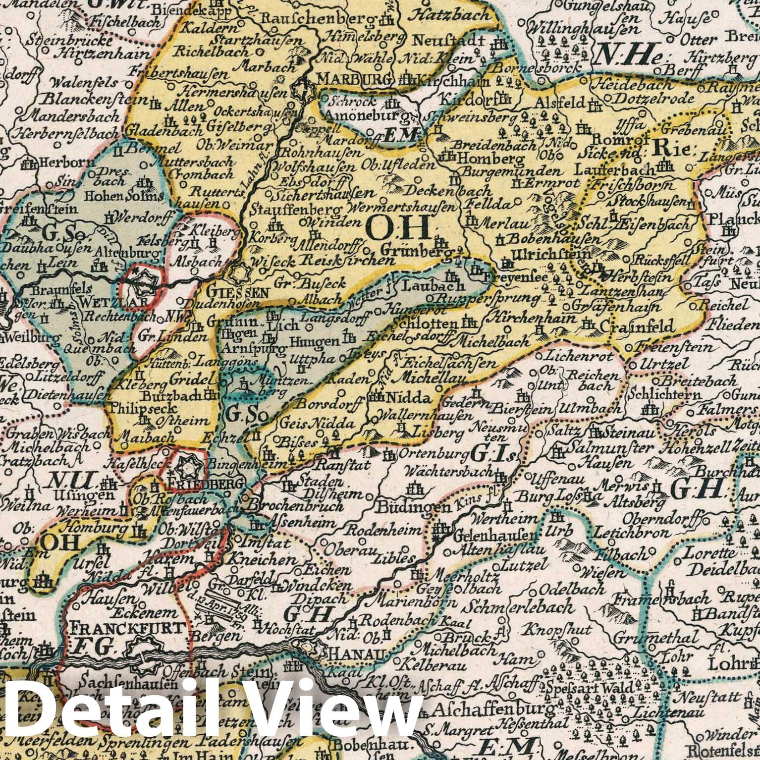Upper Hesse - Road Map, 1790 - Historical Map Reproduction