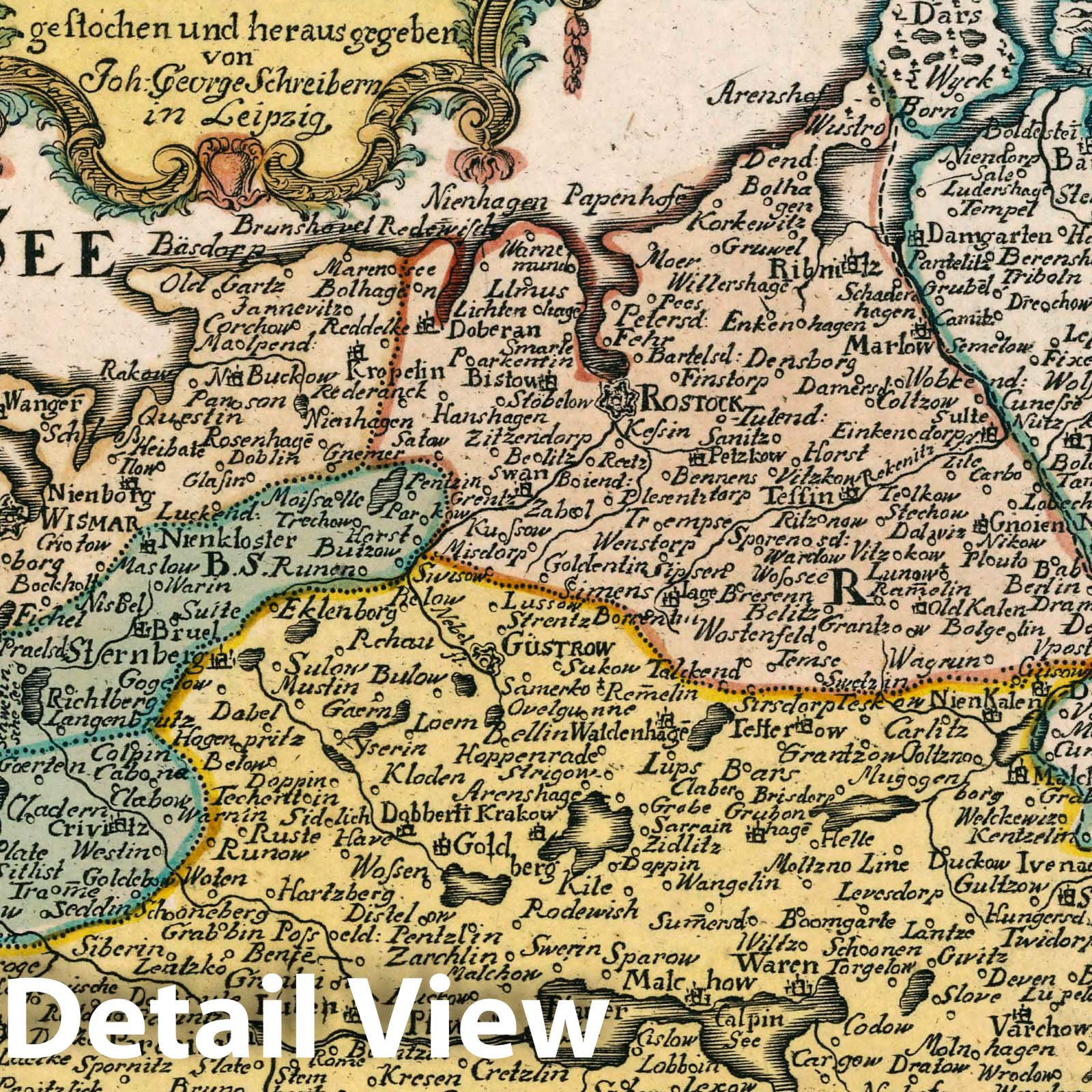 Mecklenburg - Road Map, 1790 - Historical Map Print