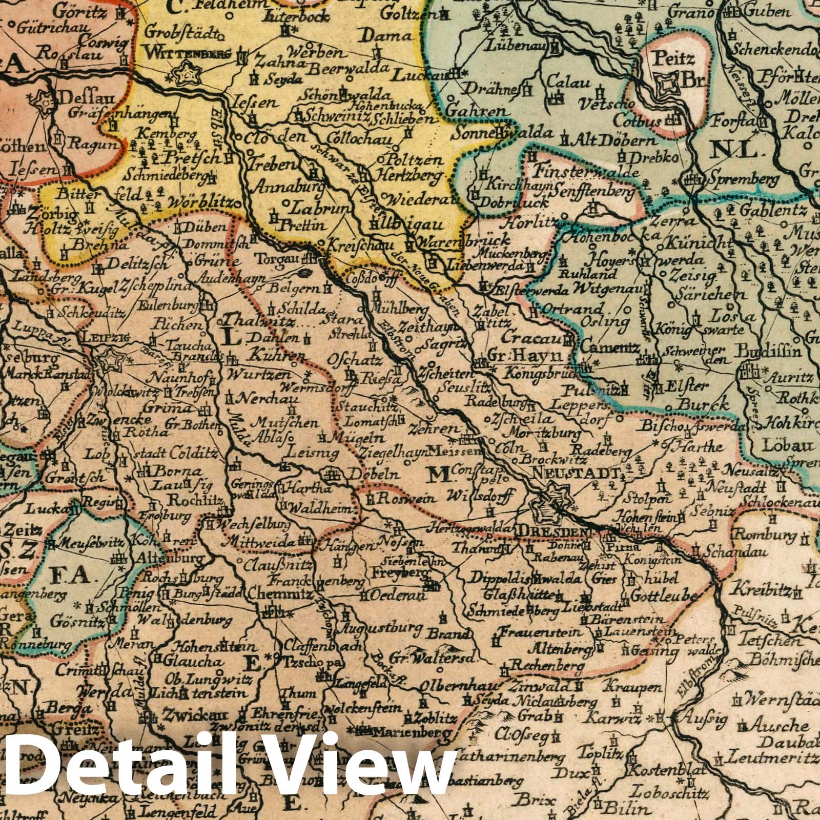 Saxony - Road Map, 1790 - Historical Map Print