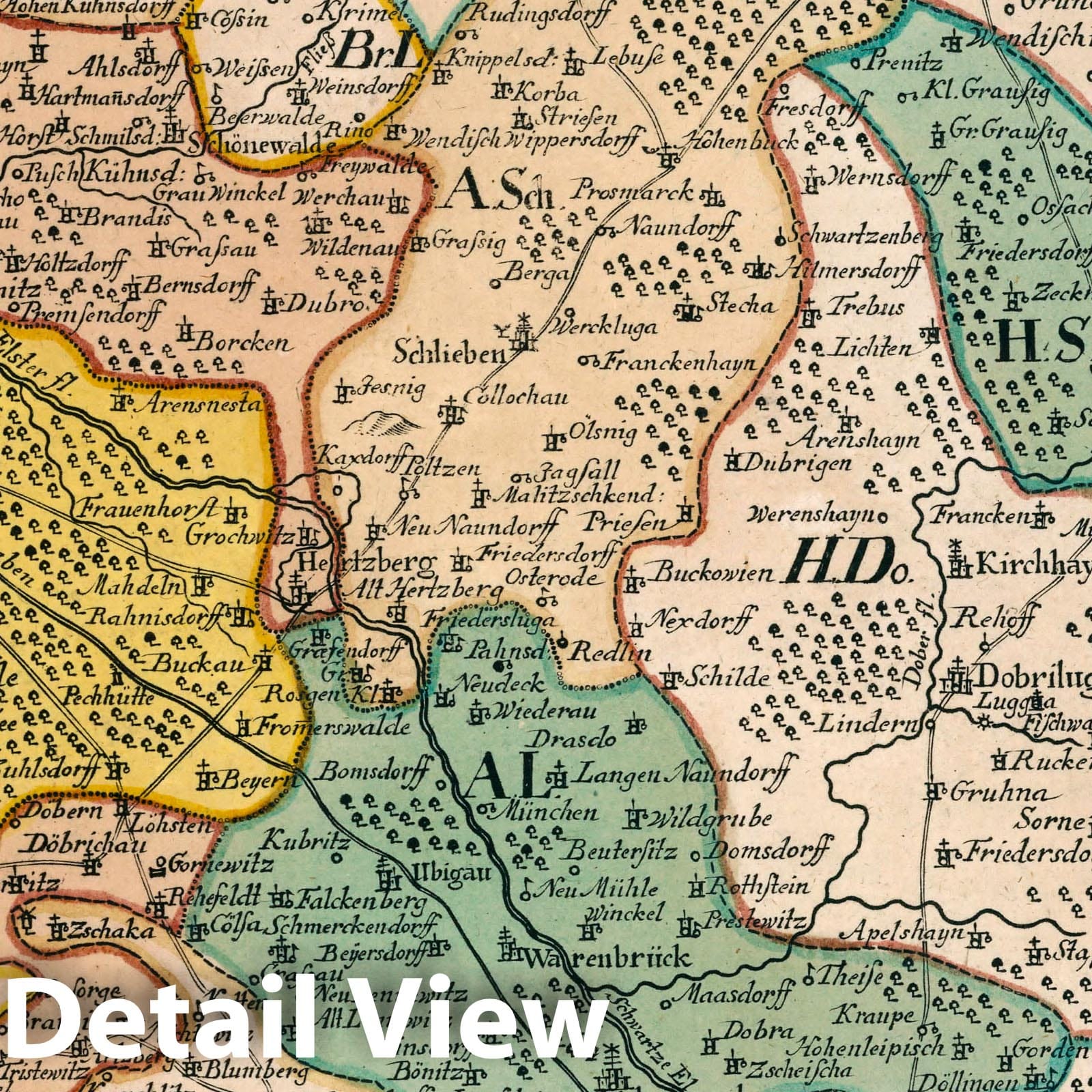 Saxony: Annaburg, Schweinitz, Schlieben, Liebenwerda - Road Map, 1790 - Historical Map Reproduction