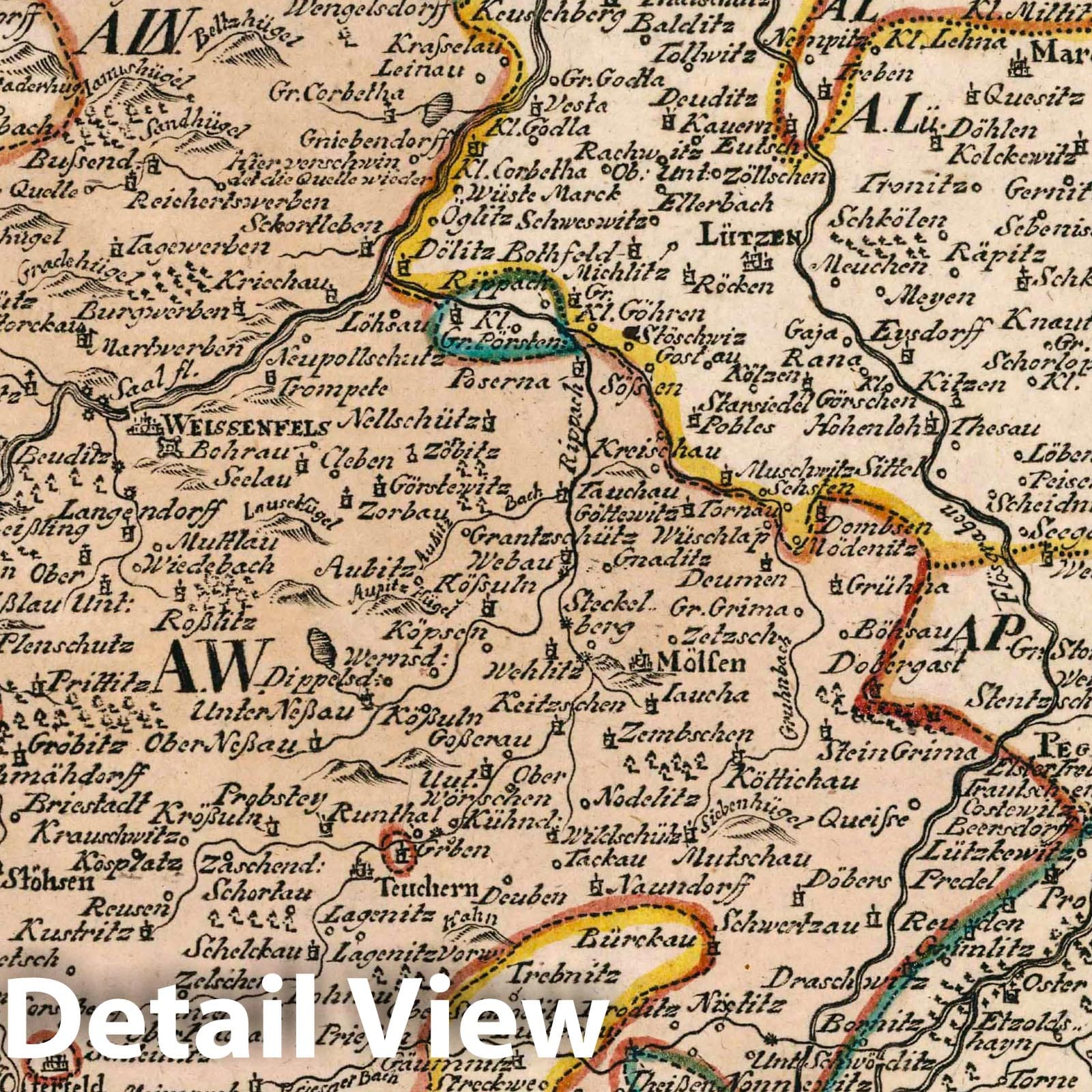 Weissenfels, Saxony-Anhalt, Germany - Road Map, 1790 - Historical Map Print