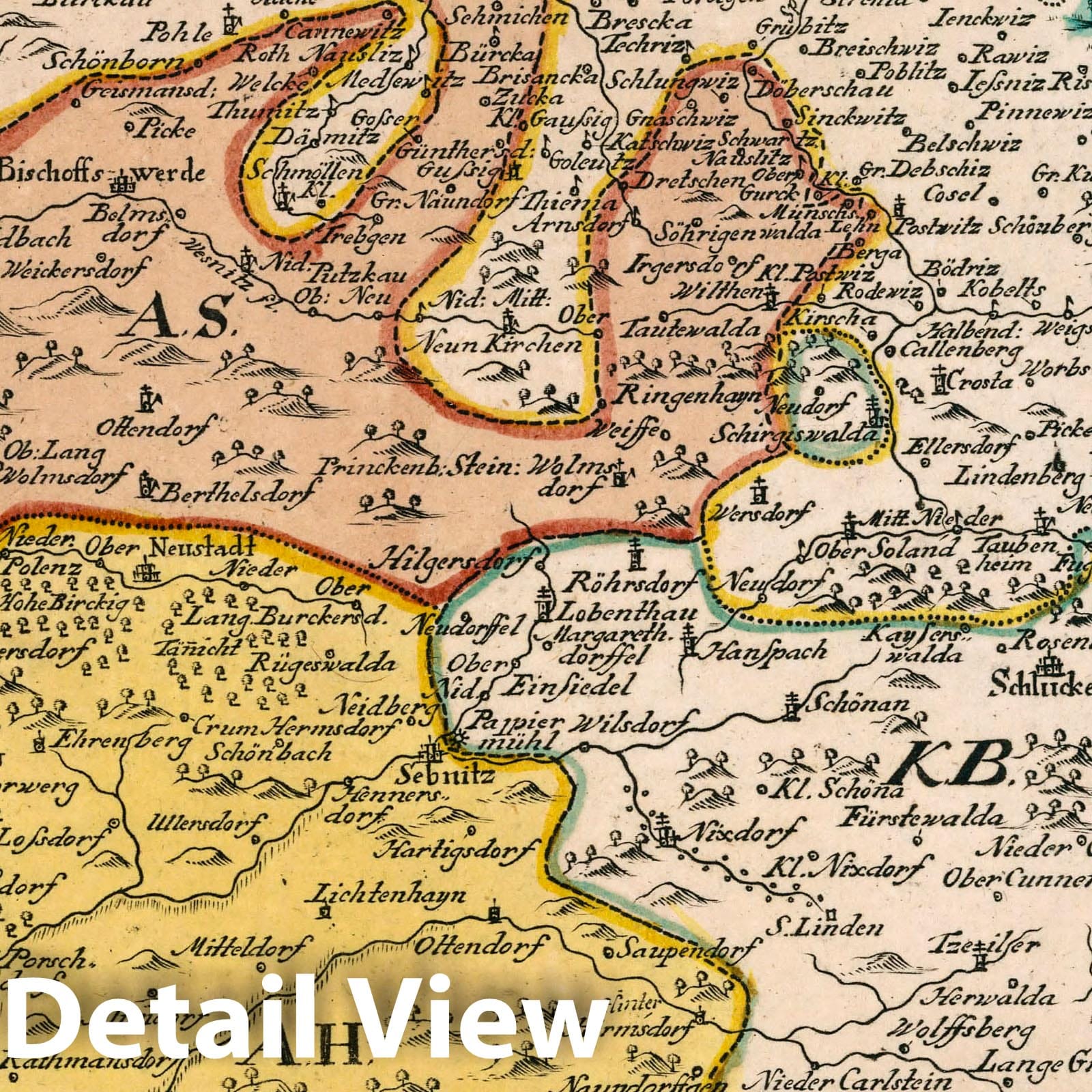 Stolpen, Hohenstein, and Lohmen, Germany - Road Map, 1790 - Historical Map Print