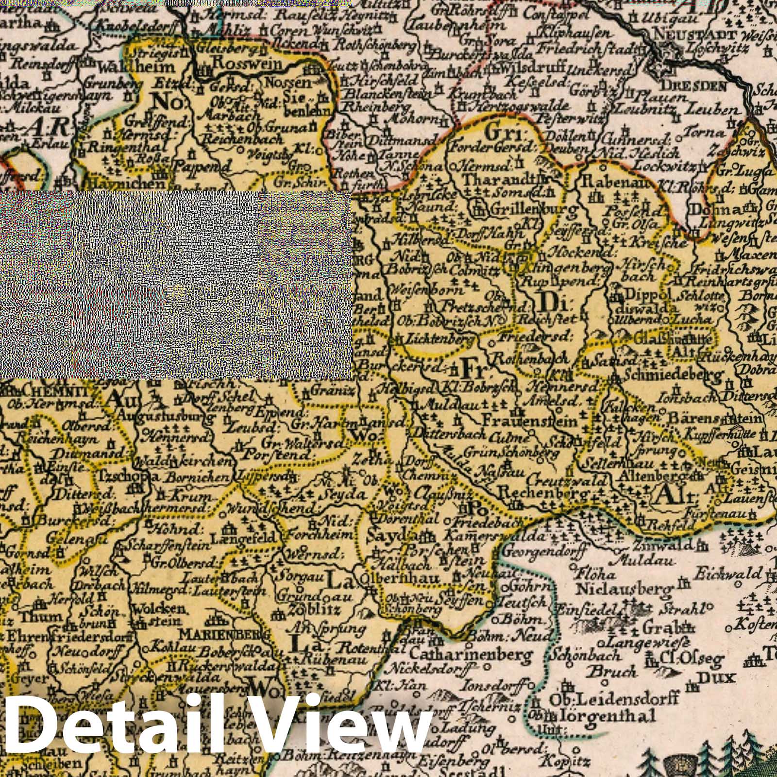 Erzgebirge Circle, Meissen, Saxony - Road Map, 1790 - Historical Map Print