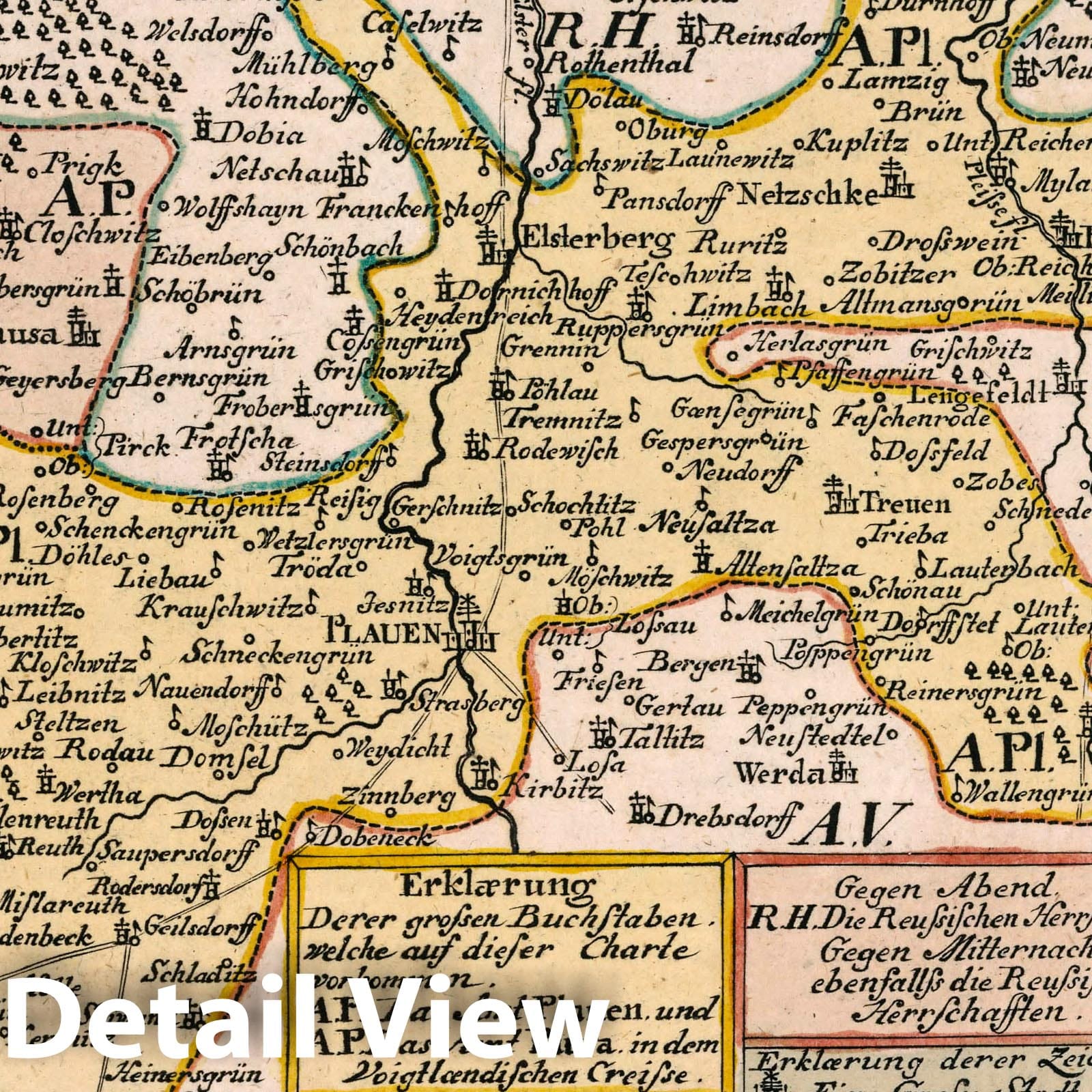 Plauen and Pausa - Road Map, 1790 - Historical Map Reproduction