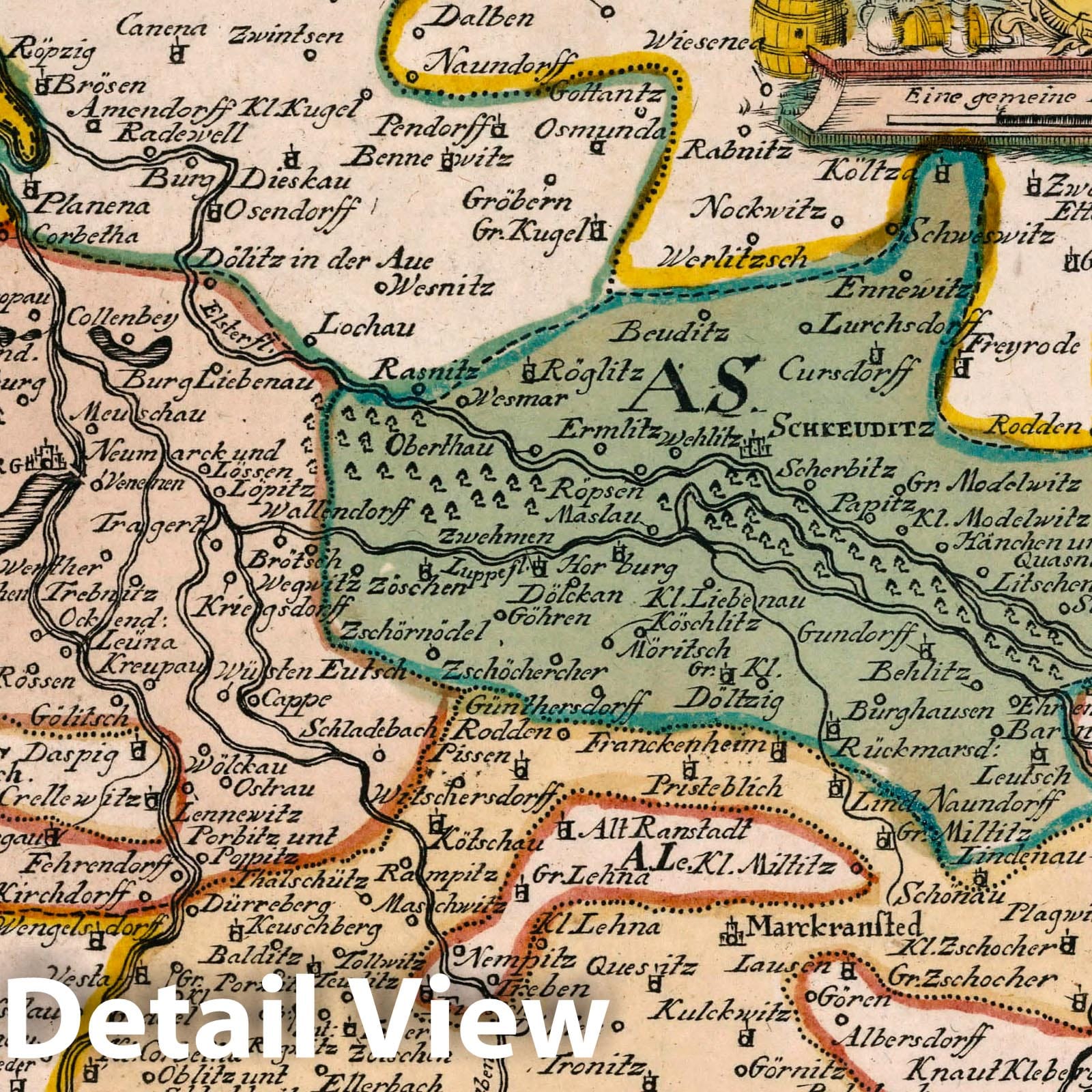 Merseburg, Saxony-Anhalt, Germany - Road Map, 1790 - Historical Map Print